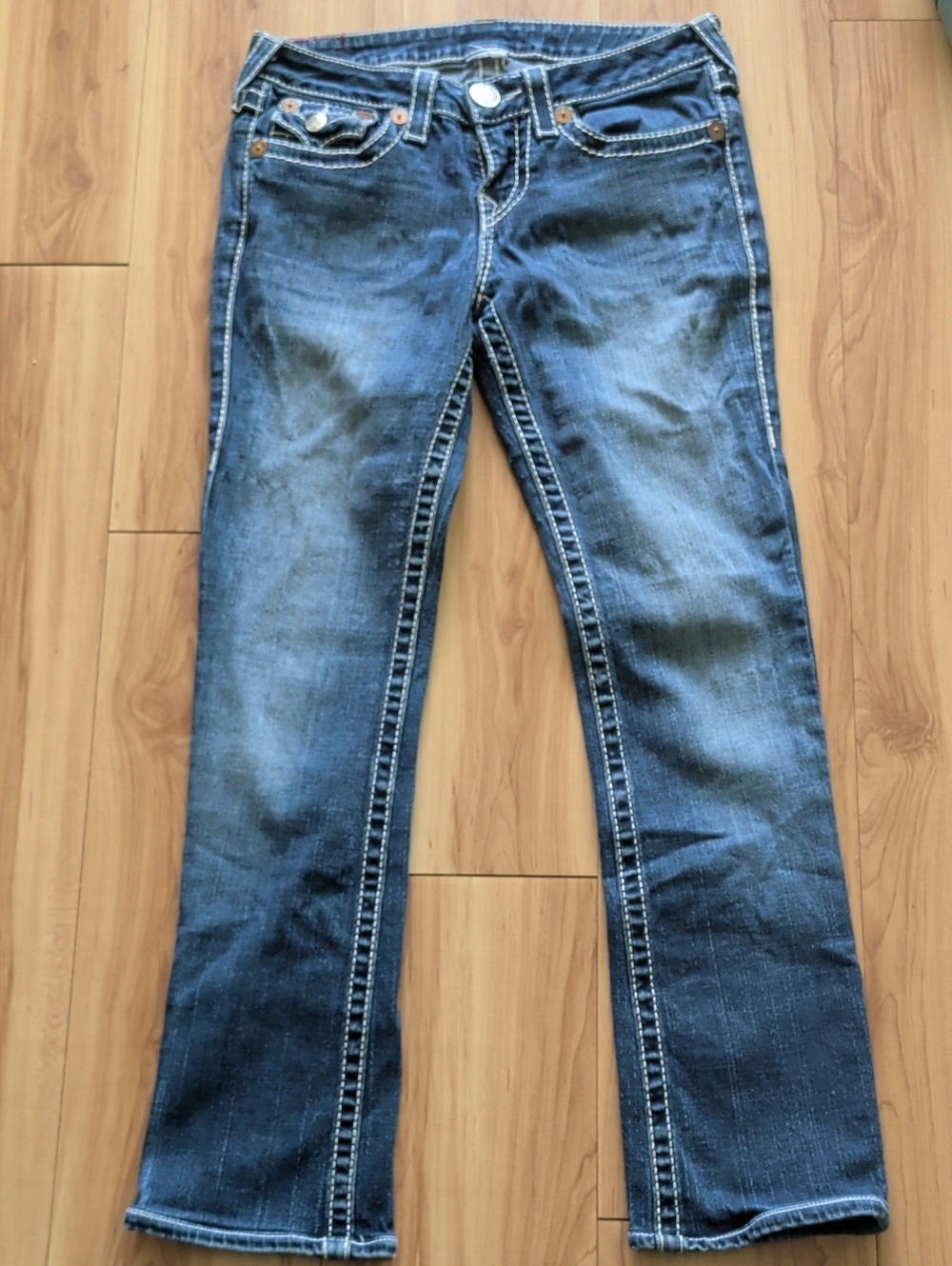 Classic Women's True Religion Blue Denim Jeans Becky Super T